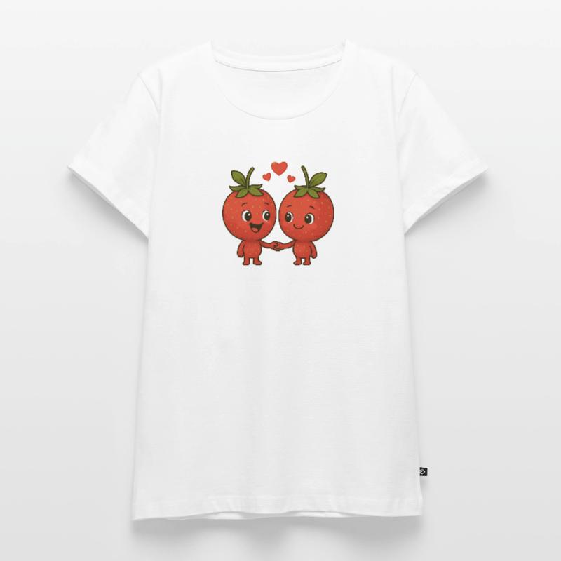 Erdbeeren mit Herzen Frauen Premium Bio T-Shirt