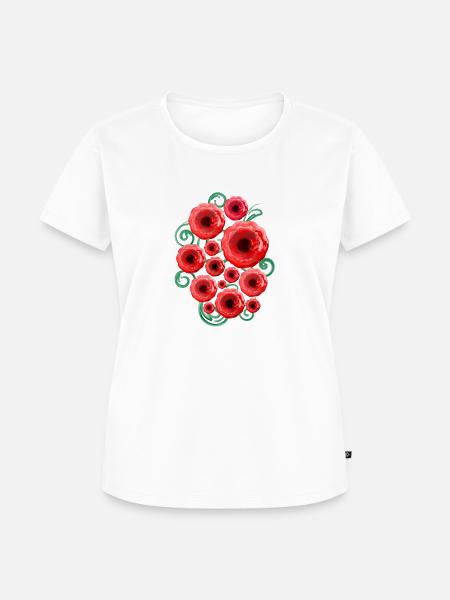 Rote Blüten (Wasserfarben) - Frauen Premium Bio T-Shirt - Weiß