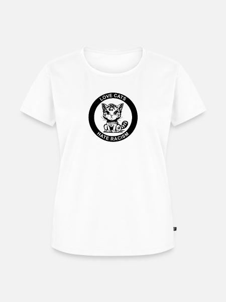 LOVE CATS HATE RACISM - Frauen Premium Bio T-Shirt - Weiß