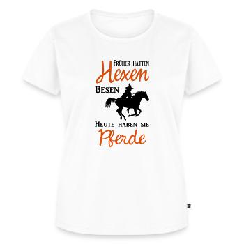 Früher hatten Hexen Besen heute haben sie Pferde - Frauen Premium Bio T-Shirt - Weiß - Vorne - AI Model Female 172 dark (172cm)