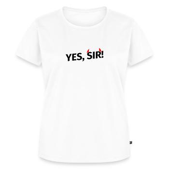 Oui Monsieur! avec cornes rouges - noir - T-shirt Premium bio Femme - blanc - Devant - AI Model Female 172 dark (172cm)
