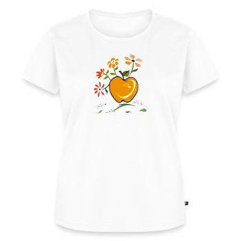 Apfel, Blumengruß - Frauen Premium Bio T-Shirt - Weiß - Vorne - AI Model Female 172 dark (172cm)
