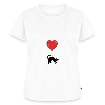 Black cat with heart balloon for cat lovers - Women's Premium Organic T-shirt - white - Front - AI Model Female 172 dark (172cm)