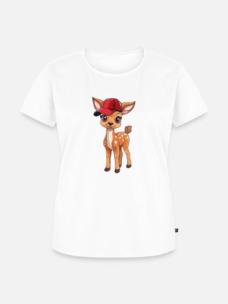 Rehkitz mit Roter Kappe - Frauen Premium Bio T-Shirt - Weiß