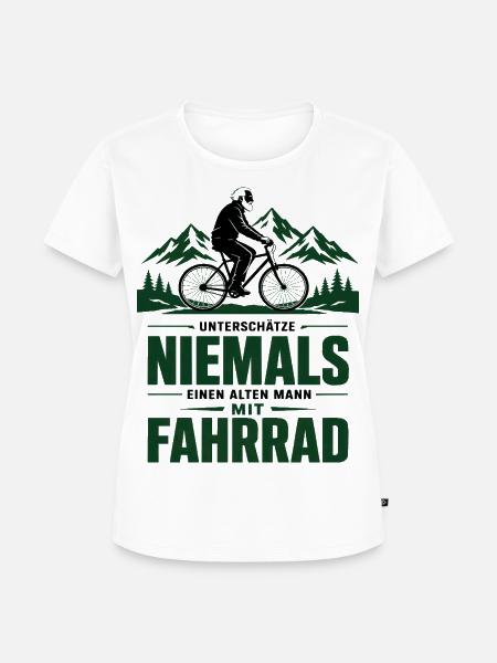 Nie einen alten Mann mit Fahrrad - Frauen Premium Bio T-Shirt - Weiß