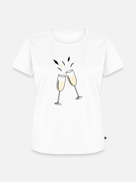 Sektglas Prost - Frauen Premium Bio T-Shirt - Weiß