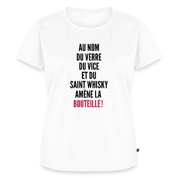humour alcool / humour whisky - T-shirt Premium bio Femme - blanc - Devant - AI Model Female 172 dark (172cm)