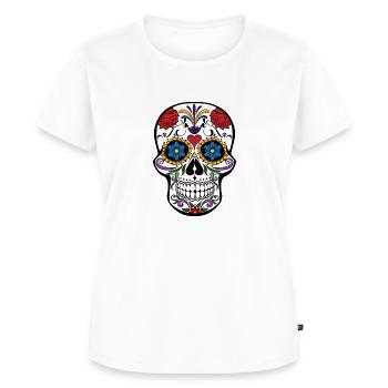 Totenkopf "Mexico" - Frauen Premium Bio T-Shirt - Weiß - Vorne - AI Model Female 172 dark (172cm)