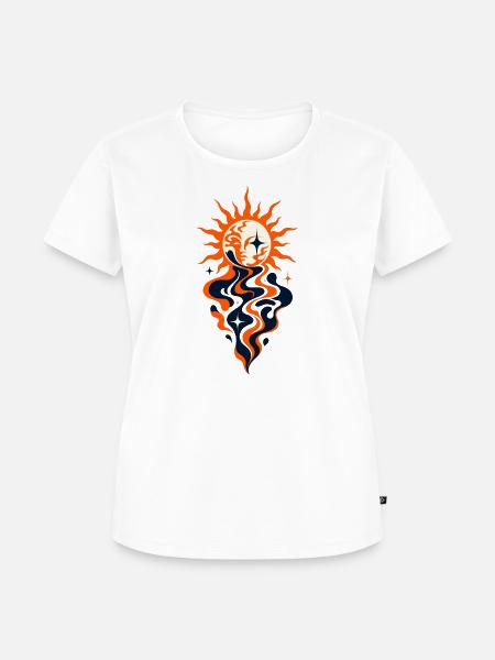 Abstrakte Sonne – Retro Cosmic Design - Frauen Premium Bio T-Shirt - Weiß