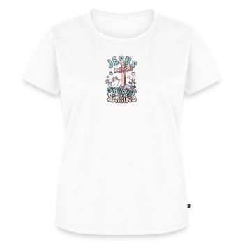 Jesus Praising Chicken Raising Faith - Women's Premium Organic T-shirt - white - Front - AI Model Female 172 dark (172cm)