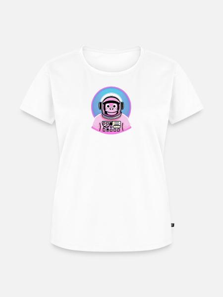 Space Monkey Pink - Frauen Premium Bio T-Shirt - Weiß
