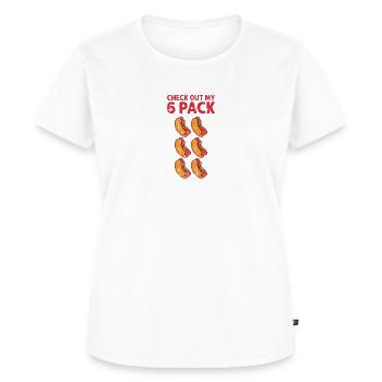 Check out my 6 pack - sausage dog - Women's Premium Organic T-shirt - white - Front - AI Model Female 172 dark (172cm)