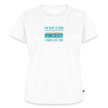 Je ne suis pas un poisson, mais je nage comme tel. -Natation - T-shirt Premium bio Femme - blanc - Devant - AI Model Female 172 dark (172cm)