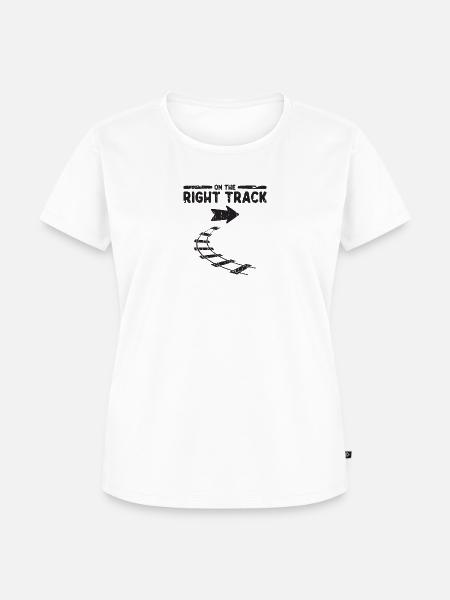 Auf dem richtigen Gleis - Zug - Frauen Premium Bio T-Shirt - Weiß