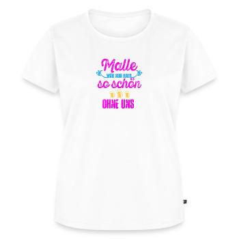 Mallorca lustiger Malle Gruppen Spruch - Frauen Premium Bio T-Shirt - Weiß - Vorne - AI Model Female 172 dark (172cm)