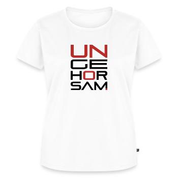 UNGEHORSAM schwarz-rot - Frauen Premium Bio T-Shirt - Weiß - Vorne - AI Model Female 172 dark (172cm)