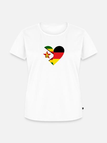 Zimbabwe Germany Heart - Frauen Premium Bio T-Shirt - Weiß