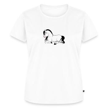Liegendes Pony - Frauen Premium Bio T-Shirt - Weiß - Vorne - AI Model Female 172 dark (172cm)