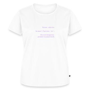 human - Lexikon Bedeutung sarkastisch - Wortkunst - Frauen Premium Bio T-Shirt - Weiß - Vorne - AI Model Female 172 dark (172cm)