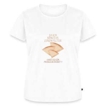Ja ich benutze einen Filter - Frauen Premium Bio T-Shirt - Weiß - Vorne - AI Model Female 172 dark (172cm)