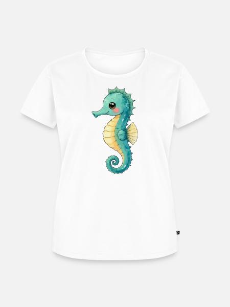Pastell-Seepferdchen Meeresliebe - Frauen Premium Bio T-Shirt - Weiß