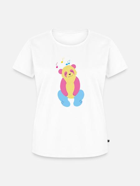 Munterer Panda - Frauen Premium Bio T-Shirt - Weiß