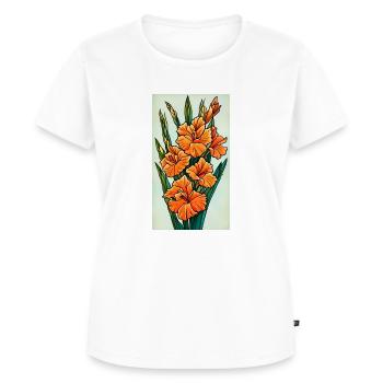 Illustration Orange Gladiolus - Frauen Premium Bio T-Shirt - Weiß - Vorne - AI Model Female 172 dark (172cm)