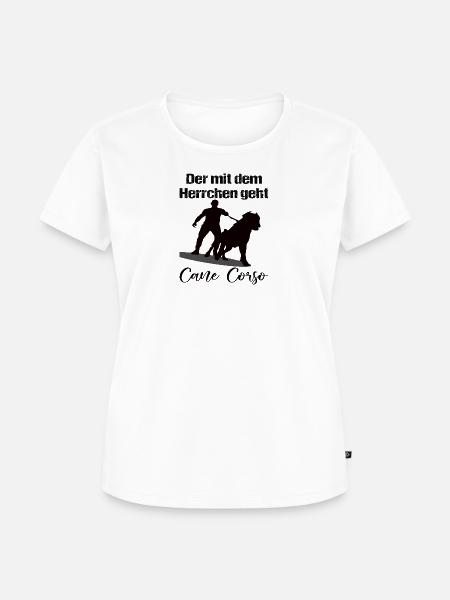 Der mit dem Herrchen geht... - Frauen Premium Bio T-Shirt - Weiß