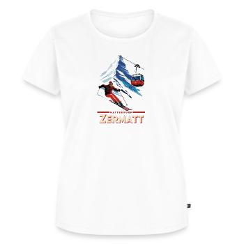 Matterhorn - Skivergnügen in Zermatt Schweiz Alpen - Frauen Premium Bio T-Shirt - Weiß - Vorne - AI Model Female 172 dark (172cm)