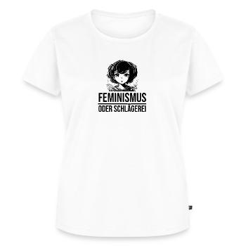 Feminismus oder Schlägerei - Frauen Premium Bio T-Shirt - Weiß - Vorne - AI Model Female 172 dark (172cm)
