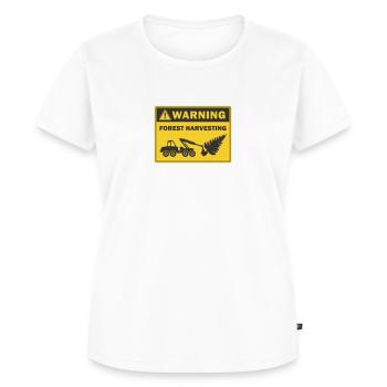Waldernte Warnung Symbol für den Holzernter - Frauen Premium Bio T-Shirt - Weiß - Vorne - AI Model Female 172 dark (172cm)