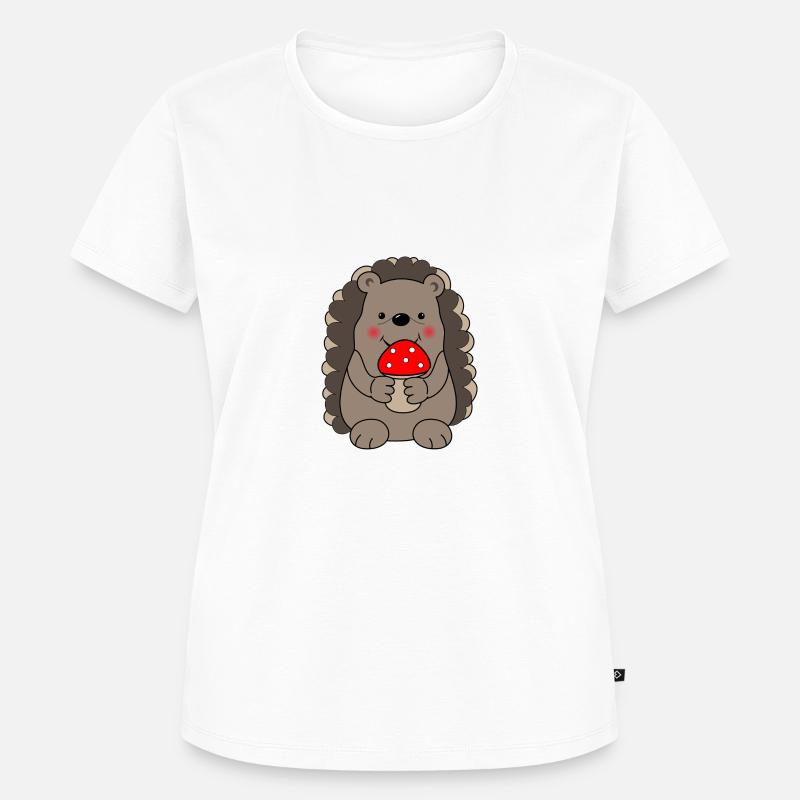 Hedgehog with toadstool - Women's Premium Organic T-shirt - white