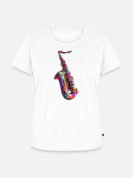 Kunterbuntes Saxophondesign - Frauen Premium Bio T-Shirt - Weiß