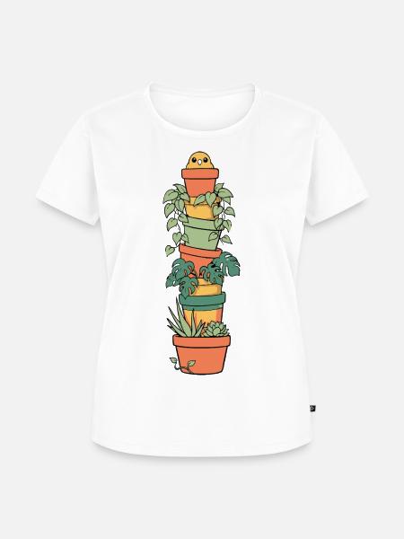 Niedliche Zimmerpflanzen Im Blumentopf - Frauen Premium Bio T-Shirt - Weiß