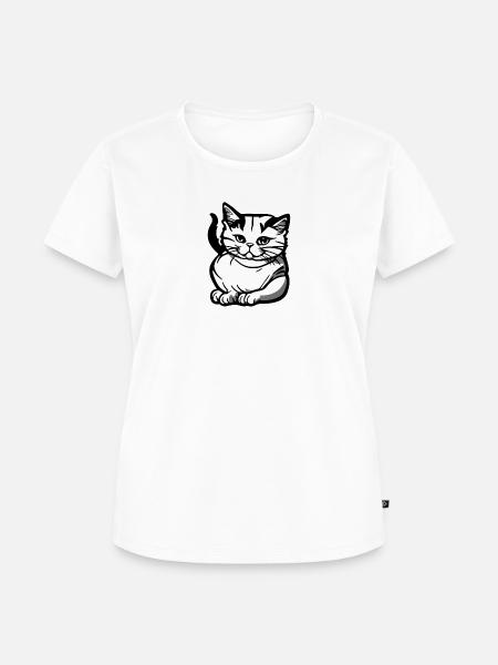 Schwarz-weißes Katzenlogo - Frauen Premium Bio T-Shirt -