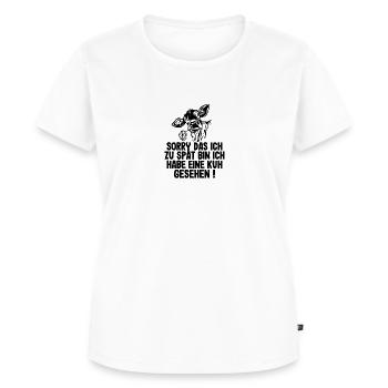 Kuh Spruch Entschuldigen Sie zu spät Kinder Kühe - Frauen Premium Bio T-Shirt - Weiß - Vorne - AI Model Female 172 dark (172cm)