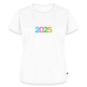Colorful year 2025 in pixel graphics - Women's Premium Organic T-shirt - white - Front - AI Model Female 172 dark (172cm)