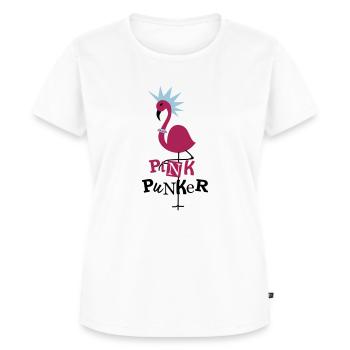 Pink Flamingo Punker Schwarz - Frauen Premium Bio T-Shirt - Weiß - Vorne - AI Model Female 172 dark (172cm)
