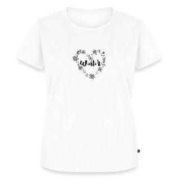 J’aime l’hiver, la neige, le froid et le bonhomme de neige - T-shirt Premium bio Femme - blanc - Devant - AI Model Female 172 dark (172cm)
