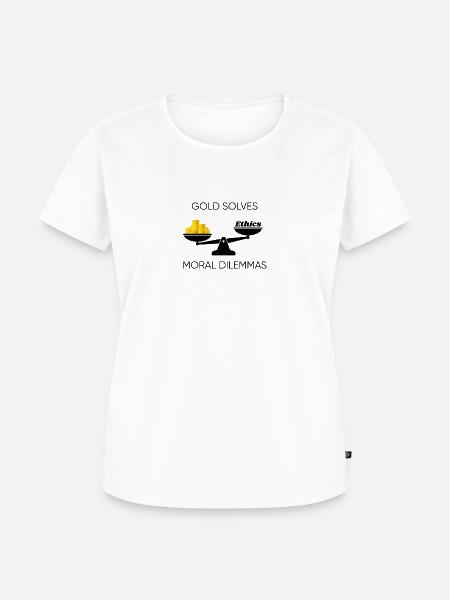 Gold solves Moral Dilemmas - Frauen Premium Bio T-Shirt - Weiß