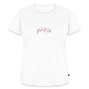 Blitz Rot - Frauen Premium Bio T-Shirt - Weiß - Vorne - AI Model Female 172 dark (172cm)