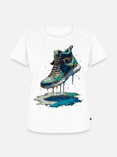 Bunter Streetart-Sneaker - Frauen Premium Bio T-Shirt - Weiß