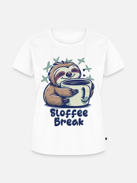 Sloffee Break Faultier Kaffee - Frauen Premium Bio T-Shirt - Weiß