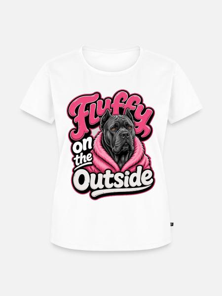 Außen flauschig – Hundegrafik - Frauen Premium Bio T-Shirt - Weiß