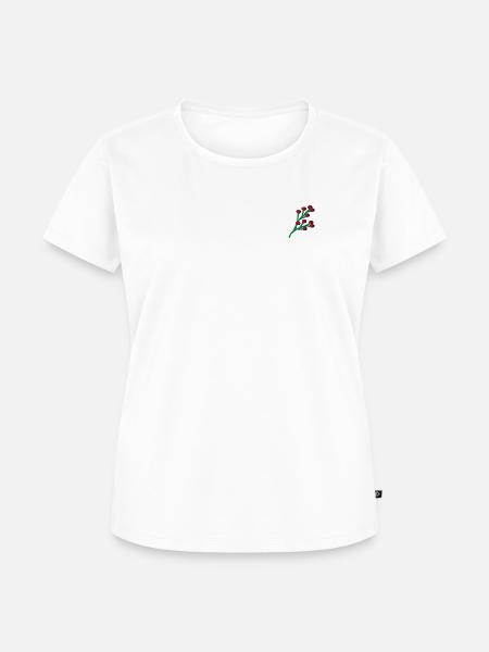 Kornelkirsche bestickt - Frauen Premium Bio T-Shirt - Weiß