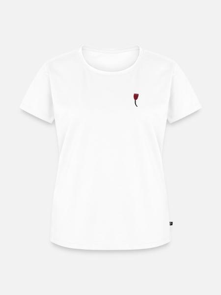 Tulpe bestickt - Frauen Premium Bio T-Shirt - Weiß