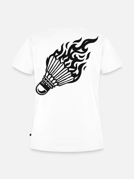 Flammen-Shuttlecock - Frauen Premium Bio T-Shirt - Weiß