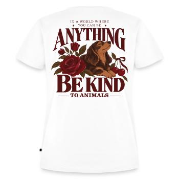 Be Kind To Animals Dachshund - Frauen Premium Bio T-Shirt - Weiß - Hinten - AI Model Female 172 dark (172cm)