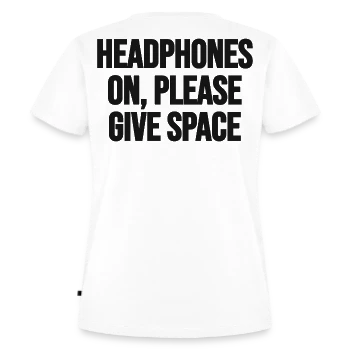 Headphones on, please give me space, back, white
