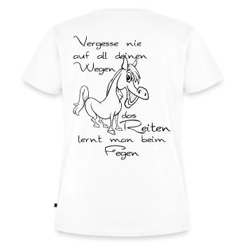 Reiterspruch Pferd Reitschüler Reiten - Frauen Premium Bio T-Shirt - Weiß - Hinten - AI Model Female 172 dark (172cm)